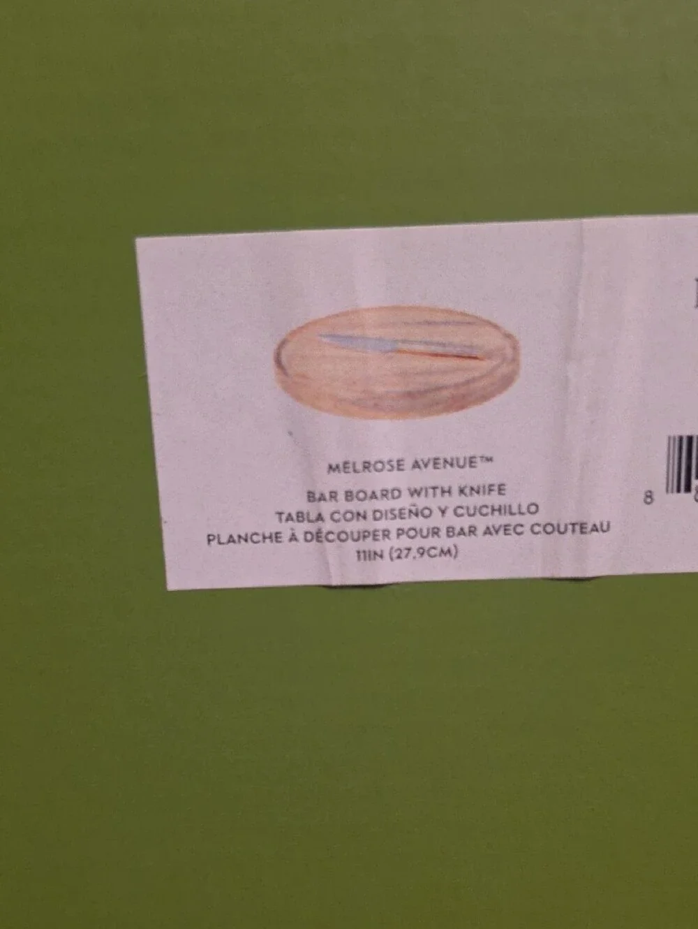 kate spade Wooden Oval Serving Board with Green Accent and Stainless Knife